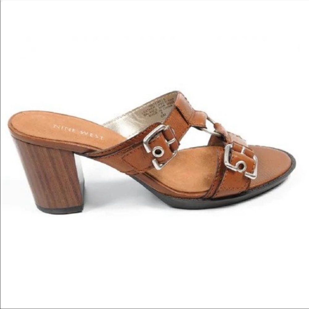 Nine West NWTEWELS Leather Block Heel Sandal, 10